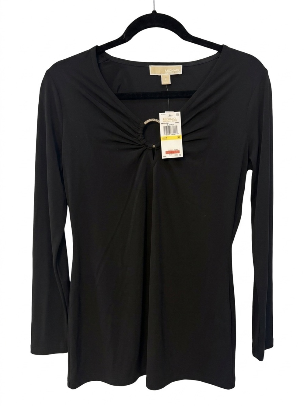 MICHAEL Michael Kors Black Long-Sleeve Ring-Accent Top